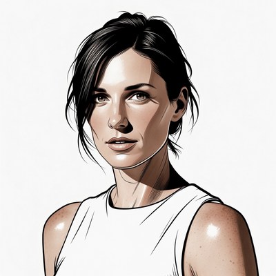 Portrait of woman in white tank top