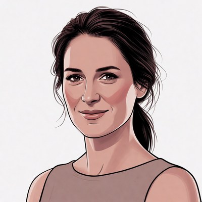 Smiling woman with ponytail illustration