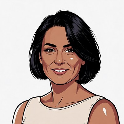 Smiling woman with bob haircut