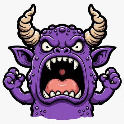 Purple Cartoon Monster Roaring