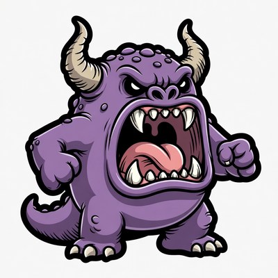 Roaring Purple Cartoon Monster