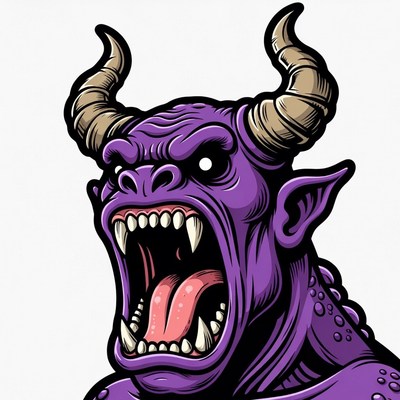 Roaring Purple Demon Illustration