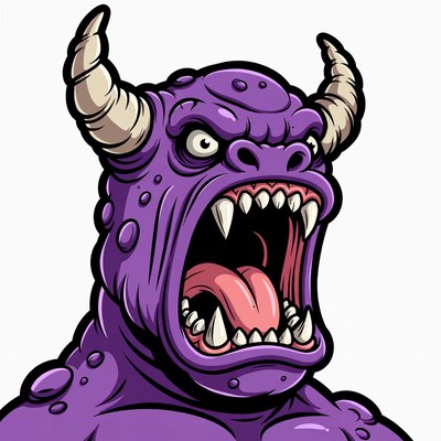 Purple Horned Monster Roaring