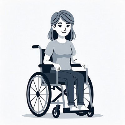 Woman sitting in wheelchair illustration