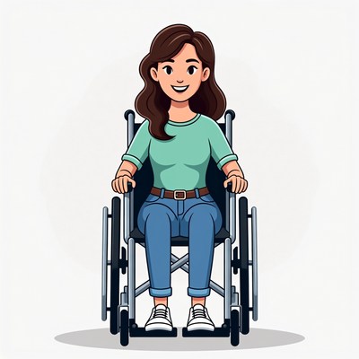 Smiling woman in wheelchair illustration