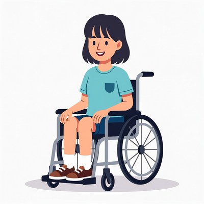Asian girl in wheelchair illustration