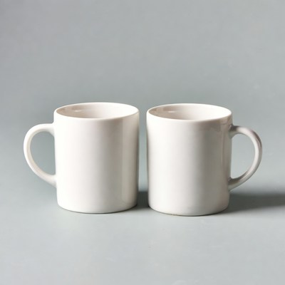 Two white blank mugs