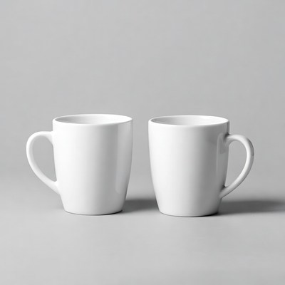 Two white blank mugs