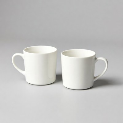 Two White Ceramic Mugs