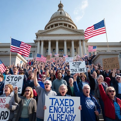 Crowd protesting tax hike at capitol