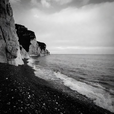 White Cliffs and Pebble Beach Seascape