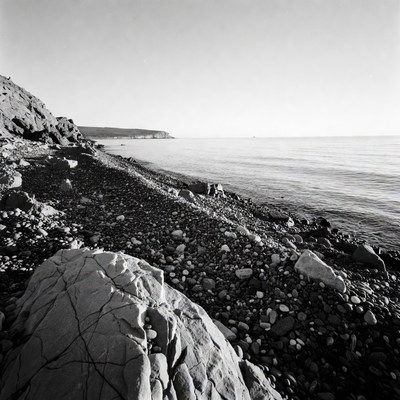 Rocky Seashore with Cliffs and Ocean