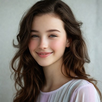 Smiling young woman with wavy brown hair