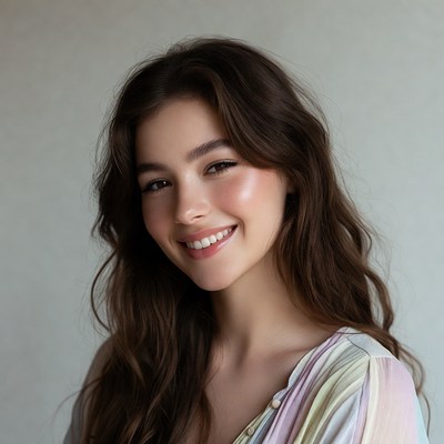 Smiling woman with long brown hair