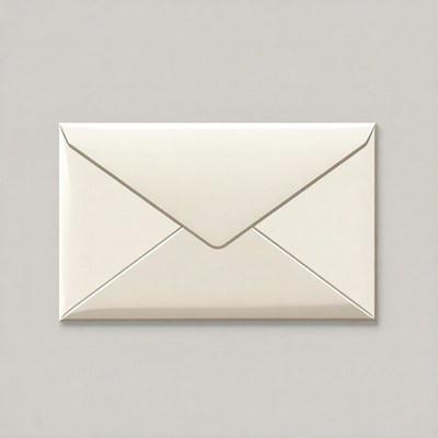 White envelope on gray background