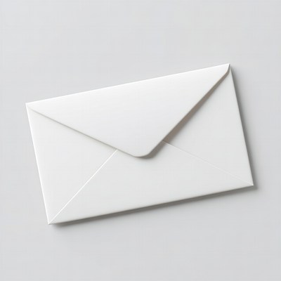 White envelope on gray background