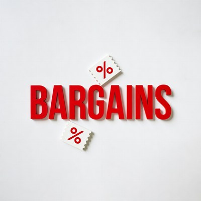 Red BARGAINS with percent tags