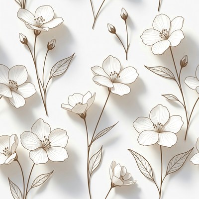 White Floral Seamless Pattern