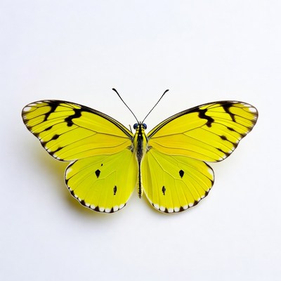 Yellow Butterfly on White Background
