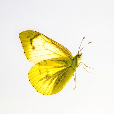 Yellow Butterfly on White Background