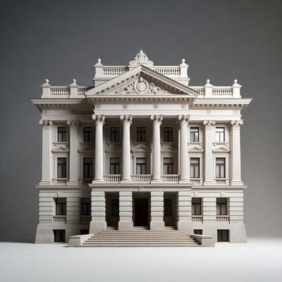 White neoclassical building model