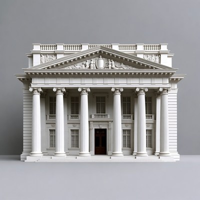 White Neoclassical Building with Columns