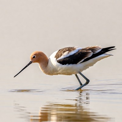 Black-winged Stilt foraging in water