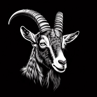 Black and white ibex head