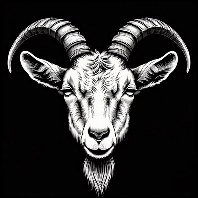 White Goat Head Illustration