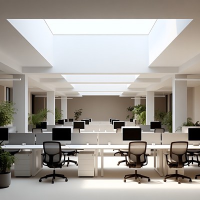 Modern Open-Plan Office with Skylight