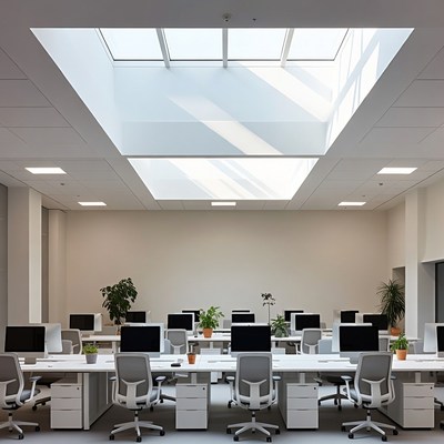Modern Office with Skylight and Desks