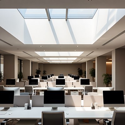 Modern Open-Plan Office with Skylights