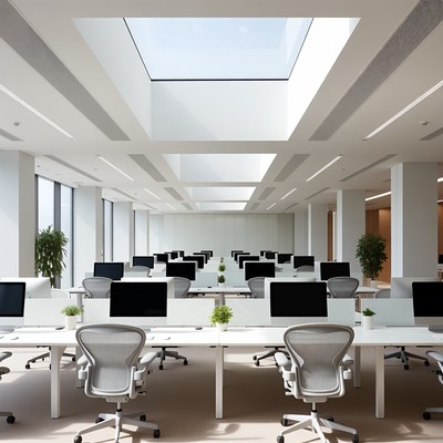 Modern Open-Plan Office with Skylight