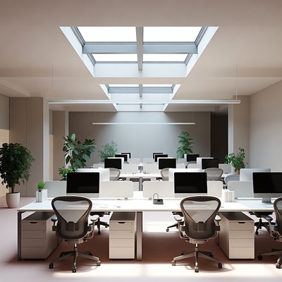 Modern Open-Plan Office with Skylight