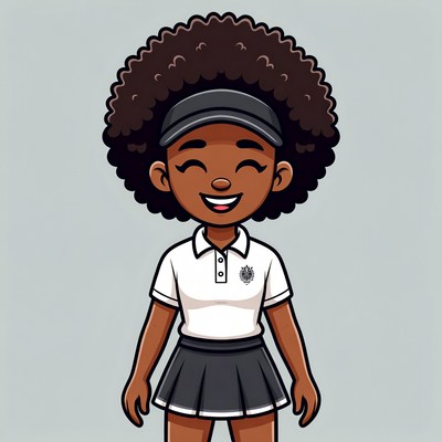 Smiling Black girl in tennis uniform