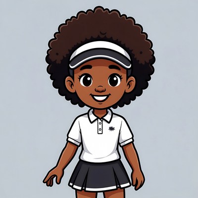Black girl in tennis uniform
