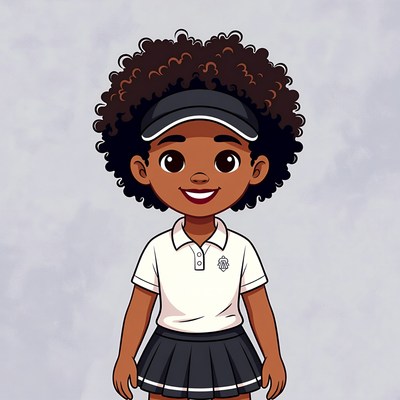 African-American girl in tennis uniform