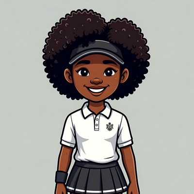 Smiling African-American girl in tennis uniform