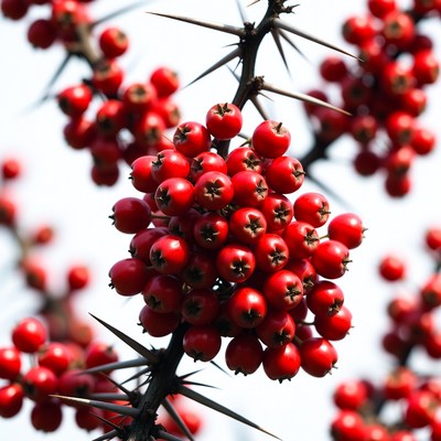 Red Berries on Thorny Branches