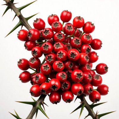Red Berries on Thorny Branches