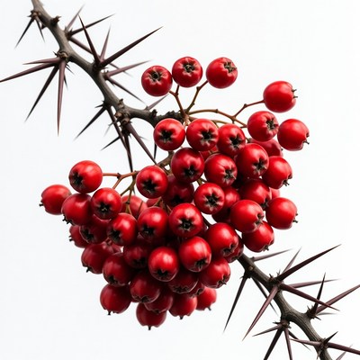 Red Berries on Thorny Branch