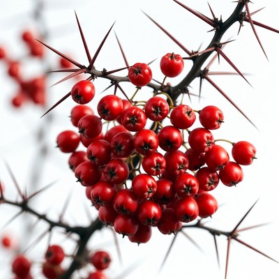 Red Berries on Thorny Branches