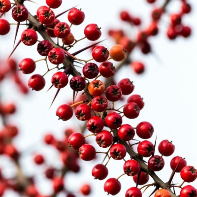 Red Berries on Thorny Branches