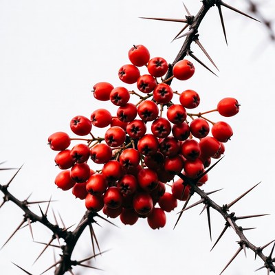 Red Berries on Thorny Branches