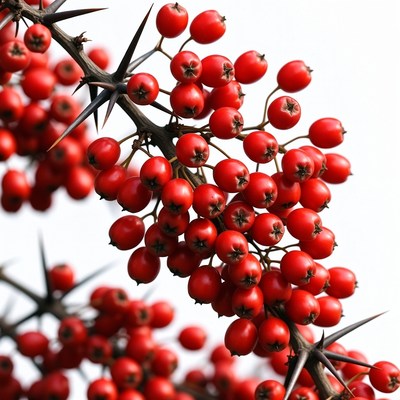 Red Berries on Thorny Branches