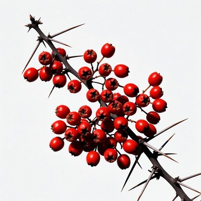 Red Berries on Thorny Branch