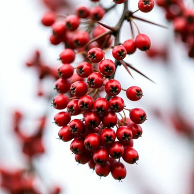 Red Berries on Thorny Branch