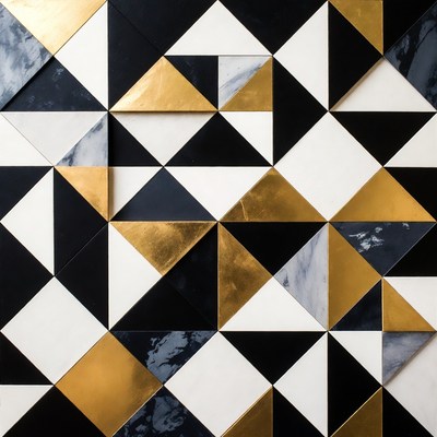 Black White Gold Triangular Pattern
