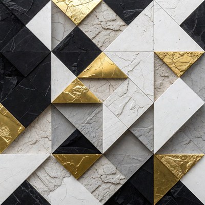 Black White Gold Triangular Tiles