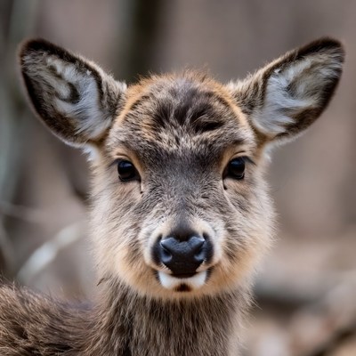 Baby deer close-up in forest